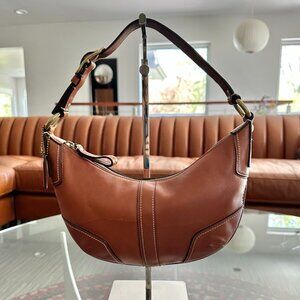 COACH Brown Hampton Small Leather Hobo Shoulder Bag #11372